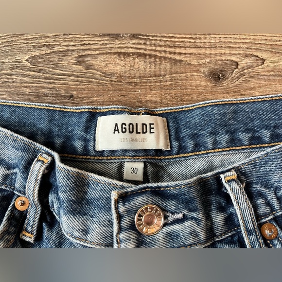 Agolde Parker Cut Off Denim Ripped Short in Blue Women’s Size 30 - Picture 3 of 6